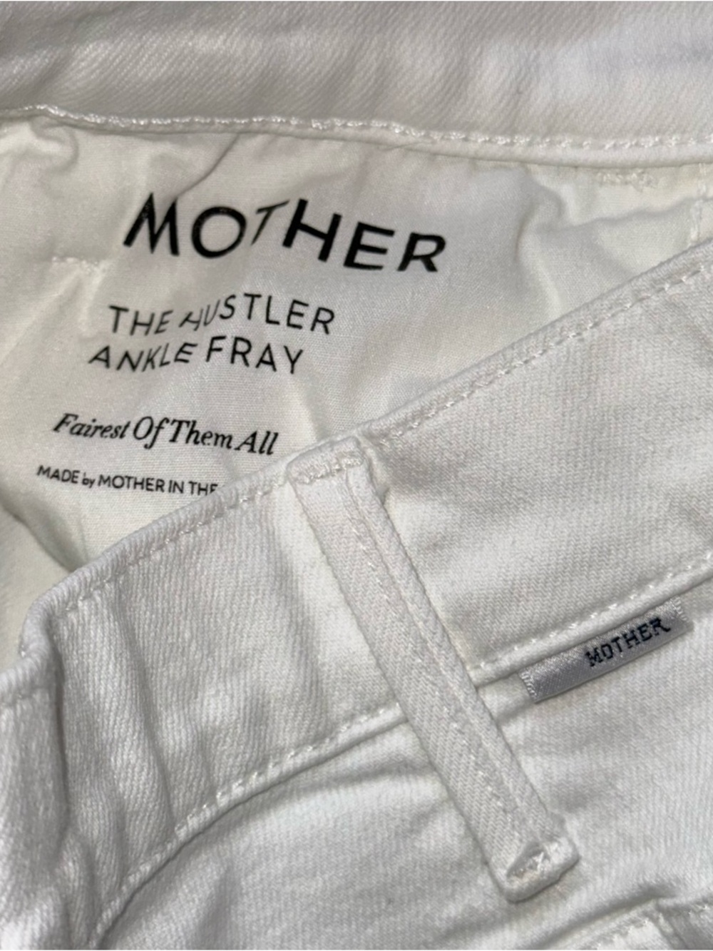 MOTHER The Hustler Ankle Fray 26 Boot Crop White High Rise Fairest Of Them All - Picture 7 of 13